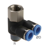 Sangah GPAF Dual Female Banjo, One-Touch Fitting, Metric Tube, R (PT) / Rc Thread