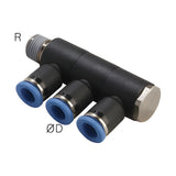 Sangah GPH(D3) Triple Universal Elbow (Banjo), Metric Tube, R (PT) Thread