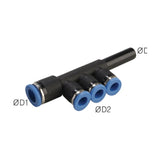 Sangah GPKJ Plug-In Reducer Triple Branch, One-Touch Fitting, Metric Tube
