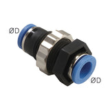 Sangah GPPM Bulkhead Union, Panel Mount, One-Touch Fitting, Metric Tube