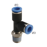 Sangah GPST(L) Male Run Tee, One-Touch Fitting, Metric Tube, R (PT) Thread
