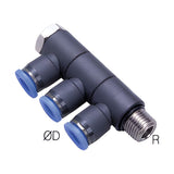 Sangah PGL-G(D3) Triple Universal Elbow, One-Touch Fitting, Metric Tube, G (PF) Thread