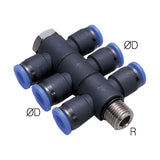 Sangah PGT-G(D3) Triple Universal Tee, One-Touch Fitting, Metric Tube, G (PF) Thread