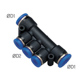Sangah PKG Reducer Triple Branch Union, One-Touch Fitting, Inch Tube