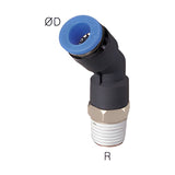 Sangah PL45 Male 45-Degree Elbow, One-Touch Fitting, Inch Tube, NPT Thread