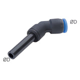 Sangah PLLJ45 Plug-In Extended 45-Degree Elbow (Long), One-Touch Fitting, Inch Tube