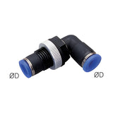 Sangah PLM Bulkhead Elbow Union P, One-Touch Fitting, Inch Tube