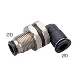 Sangah PLM-C Compact Bulkhead Union Elbow, One-Touch Fitting, Metric