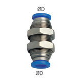 Sangah PMM Bulkhead Union, One-Touch Fitting, Inch Tube
