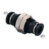 Sangah PMM-C Compact Bulkhead Union, One-Touch Fitting, Metric