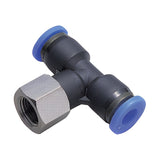 Sangah PTF Female Branch Tee, One-Touch Fitting, Inch Tube, NPT Thread