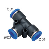 Sangah PUG Different Diameter Union Tee, One-Touch Fitting, Inch Tube