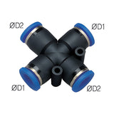 Sangah PZA22 Different Diameter Union Cross (2/2), One-Touch Fitting, Inch Tube