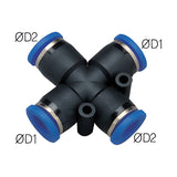 Sangah PZA31 Different Diameter Union Cross (3/1), One-Touch Fitting, Inch Tube