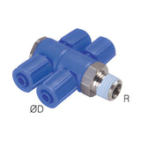 Sangah THT(D2) Two-Touch Double Universal Tee, Metric Tube, R (PT) Thread