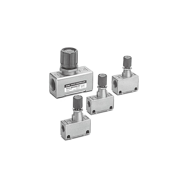 SMC AS-FE Speed Controller with Residual Exhaust Valve, One-touch