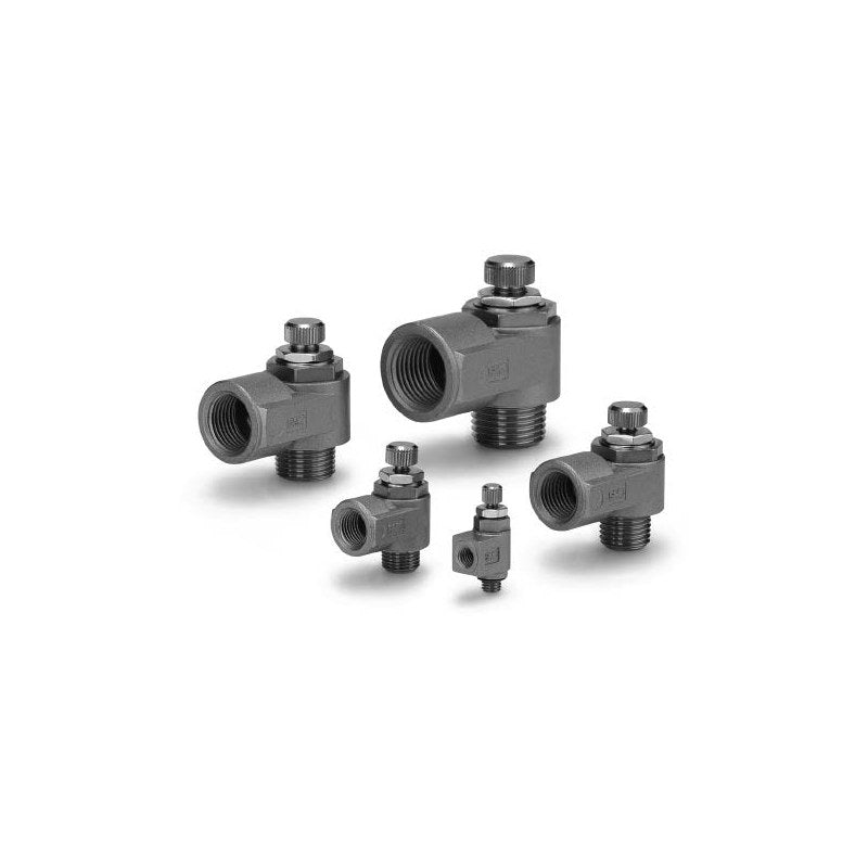 SMC AS Metal Elbow Speed Controller (Cylinder Direct, AS12x0-AS42x0)