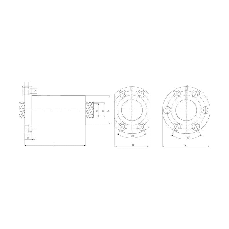 TPC Mechatronics ROFNI Series Offset Preload Ball Screw Nut (NI-Type, Flanged)