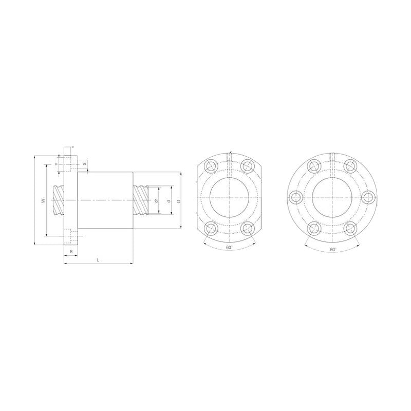 TPC Mechatronics RSFNI Series Ball Screw Nut (NI-Type, Single Flanged)
