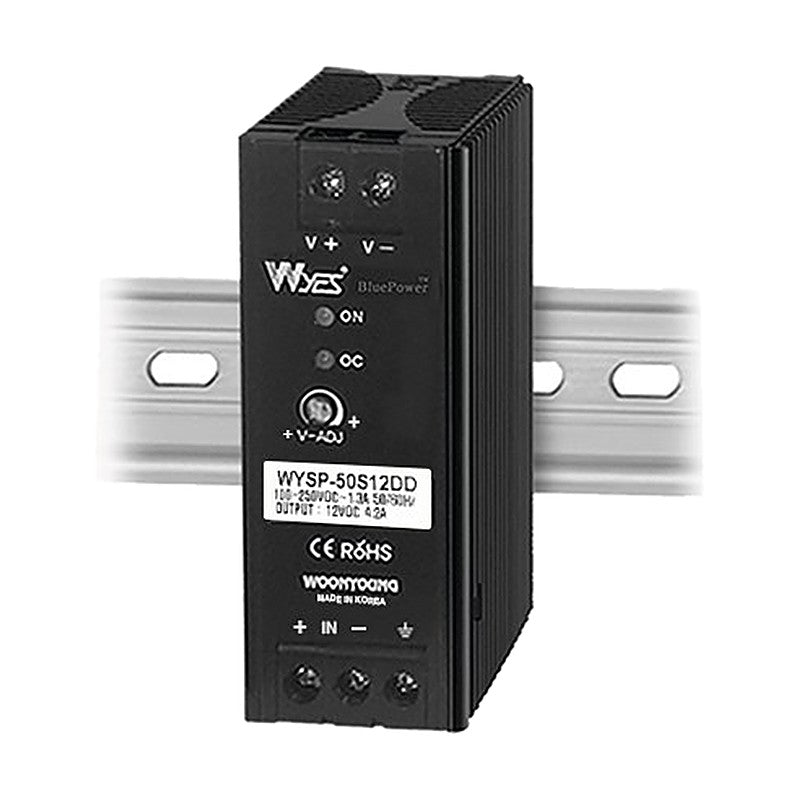 Woonyoung DD Type Series DIN-Rail DC-Input Switching Power Supply, 10-500 W