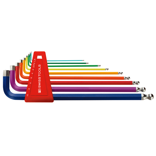 [PB Swiss Tools] — Ball End Hex L-Key Set Long Rainbow 212LH-10RB CN