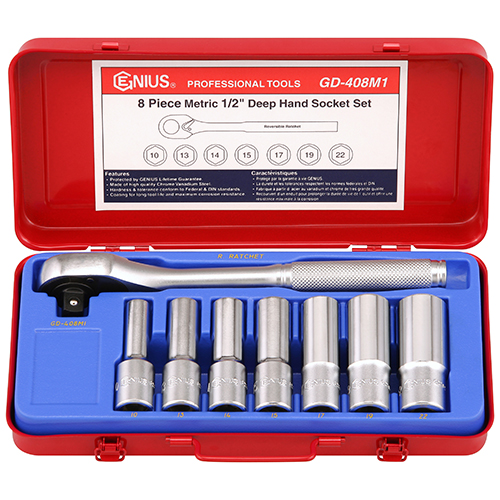 Genius — Deep Hand Socket Set GD-408M1